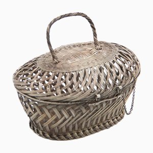 Silver Wire Basket with Tilting Handle
