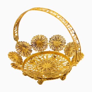 Gilded Silver Basket in Filigree Mesh