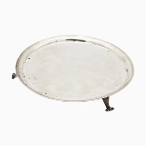 Plain Circular Silver Tray with Three Supporting Feet