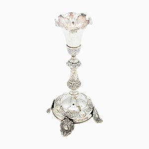 Silver Toothpick Holder with Wavy Chalice