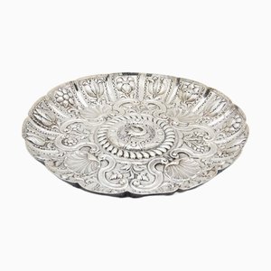 Circular Wall Tray with High Reliefs of Flowers