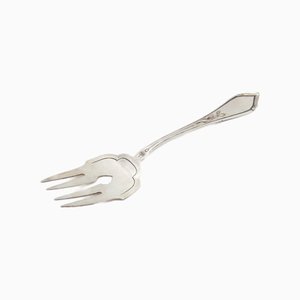 Silver Serving Fork with Four Tines and Crimped Reliefs
