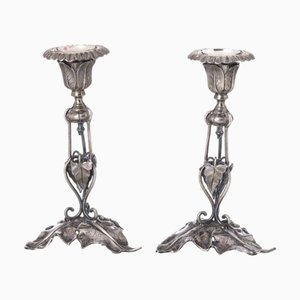 Silberne Kerzenständer, 2er Set
