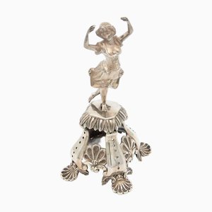 Silver Toothpick Holder with Ballerina on Plinth