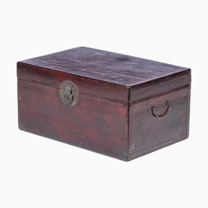 Small Chinese Chest in Wood and Leather