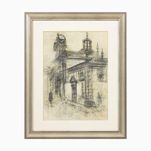 Antonio Cruz, Kirche, Kohle auf Papier