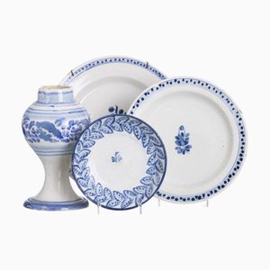 Faience Plates and Jug, Set of 4