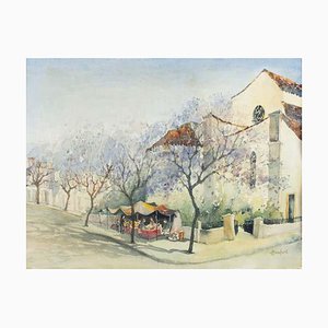 Landschaft mit Figuren, Aquarell auf Papier