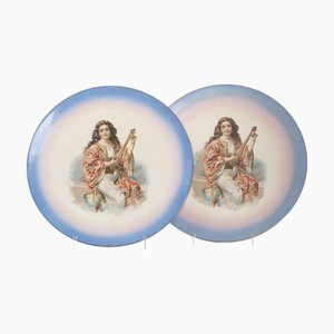 Large Faience Plates, Set of 2
