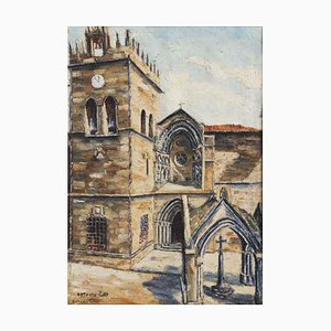 António Lima, Guimarães-Largo da Oliveira, Öl auf Leinwand