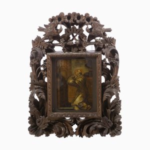 European Artist, Saint John of the Cross, 18th Century, Painting on Glass, Famed
