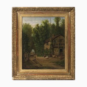 European School Artist, Ländliche Landschaft, Öl auf Leinwand, Gerahmt