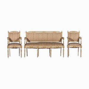 Französische Stühle und Sofa, 3er Set
