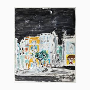 Carlos Botelho, Blick auf Lissabon, Mixed Media auf Papier