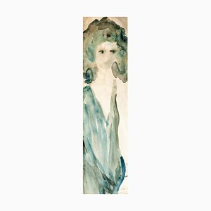 Carol, Female Figure, Watercolor on Paper