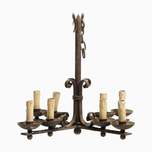 Eight-Lume Hanging Lamp in Wrought Iron