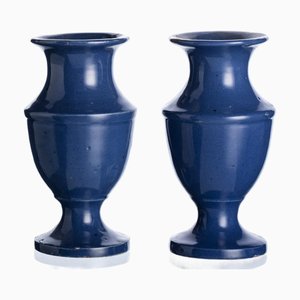Blaues Gefäß aus Fayence, 2er Set