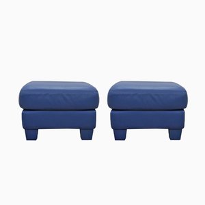 DS17 Blue Leather Ottomans from de Sede, 1990s, Set of 2