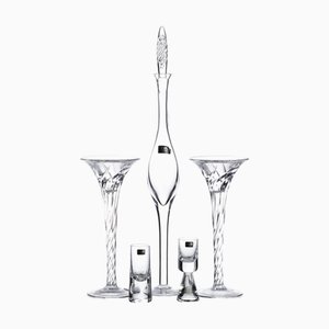 Flasche mit Gläsern und Kerzenhaltern, 5er Set