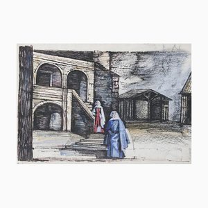 Manuel Lapa, Figur, Mixed Media auf Papier
