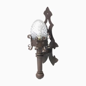 Wandlampe aus Eisen mit Glas