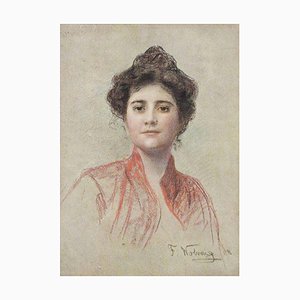 Franz Wobring, Portrait of a Lady, Mixed Media on Paper