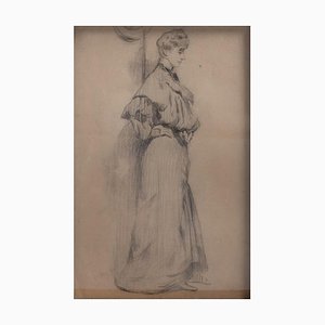 Acatius Lino, Figura femenina, Dibujo a lápiz sobre papel