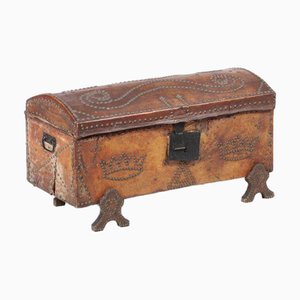 Kommode aus Holz und Leder