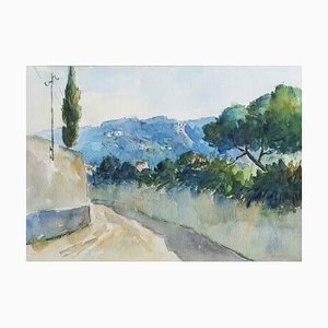 Jose Bastos, Landschaft, Aquarell auf Papier