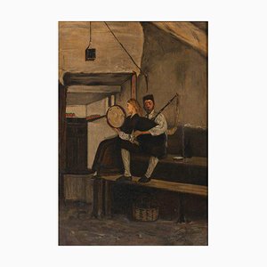 L, Varela, Musician Couple, Oil on Canvas