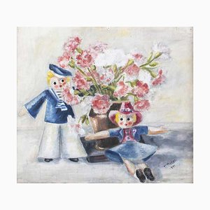 T Dinu, Still Life, Oil on Canvas Glued to Platex