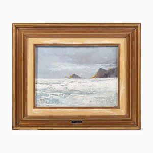 Pedro Olaio, Strand, Öl auf Platte, Gerahmt