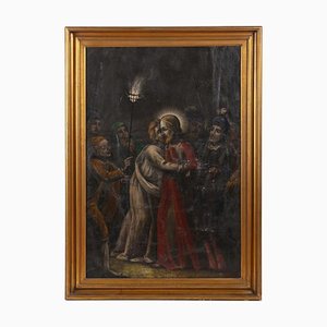 Portugiesischer Schulkünstler, Judaskuss, 20. Jh., Öl auf Leinwand