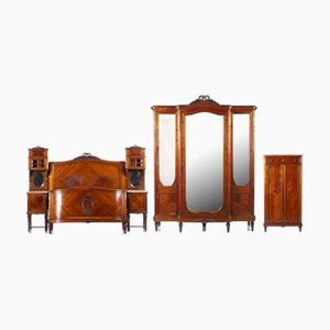 Mobili da camera da letto in stile Luigi XV in mogano, set di 5