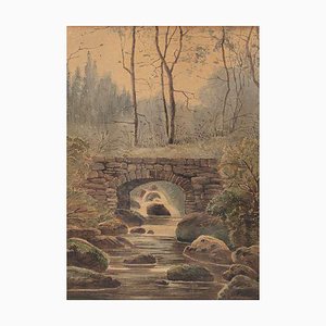 European Artist, Landscape with River, Watercolor