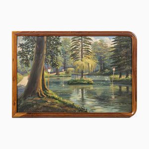 Antonio Collino, Royal Garden of Monza, Oil on Wood