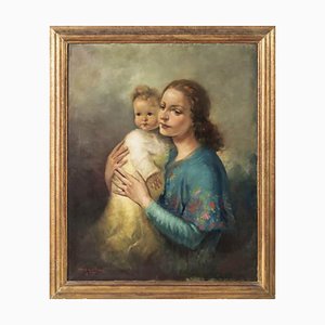 Abel De Moura, Mother and Daughter, Oil on Canvas