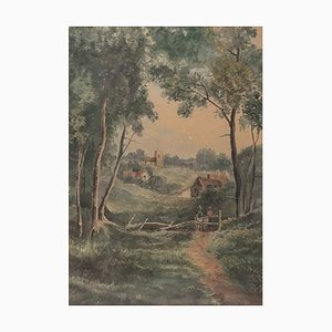 Landscape with Figures, Watercolor, 1800s-1900s