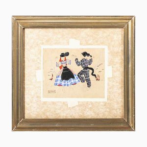 Raquel Roque Gameiro, Dancing the Vira, Mixed Media auf Papier