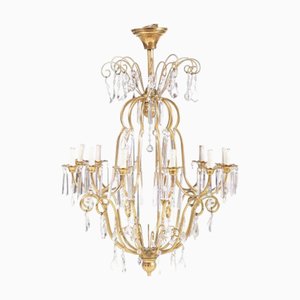 Twelve-Light Chandelier with Gilded Metal Structure