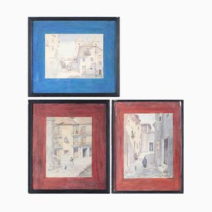 J. Knight Junior, Compositions, 20th Century, Watercolors, Set of 3