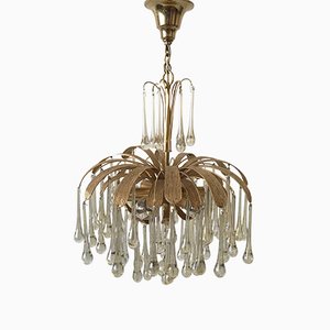 6-Light Chandelier with Glass Drops from Palwa, 1970s