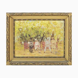 Americo Dinis, Figures, Oil on Cardboard