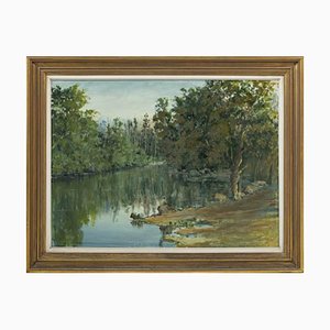 A. Cavadas, Flusslandschaft, Öl auf Leinwand, 20. Jh.