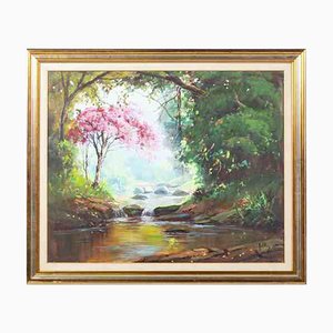 Landscape with River, Oil on Canvas