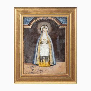 Portugiesischer Schulkünstler, Our Lady of Sorrows, Malerei unter Glas, 20. Jh.