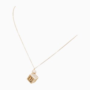 Collar de oro de 14 kt y colgante integrado con piedras blancas