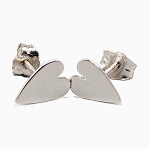 18 Karat White Gold Heart Earrings, Set of 2
