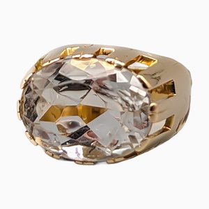 18 Karat Gold Ring with White Stone