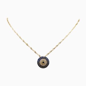 Collar de oro de 14 kt con mal de ojo en piedras de colores